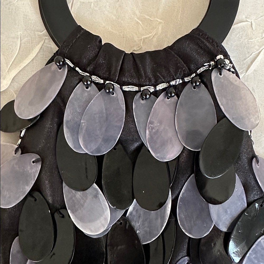 Genuine fun capiz shell purse bag black gray - Picture 6 of 10